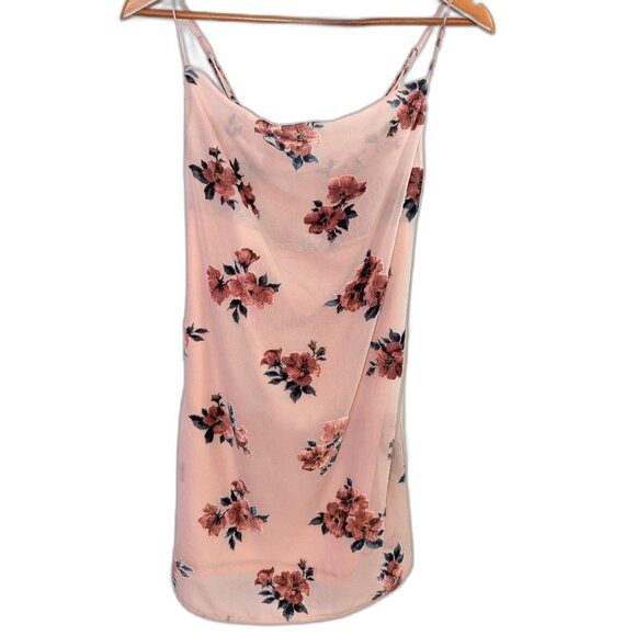 American Eagle | Pink Velvet Floral Chiffon Cowl Neck Mini Slip Dress | Size XS - Picture 3 of 13